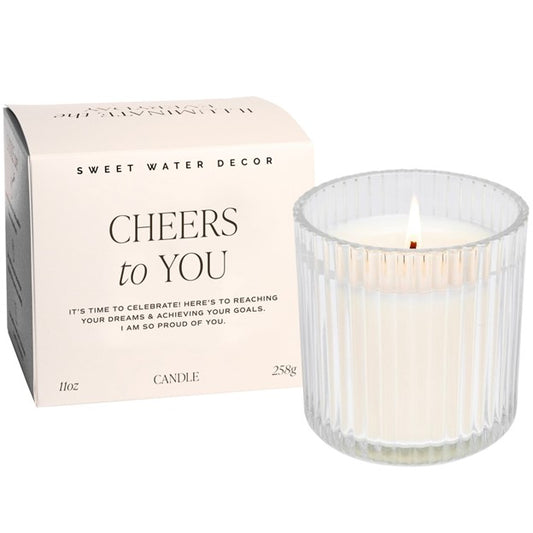 Cheers To You Soy Candle - Ribbed Glass Jar with Box