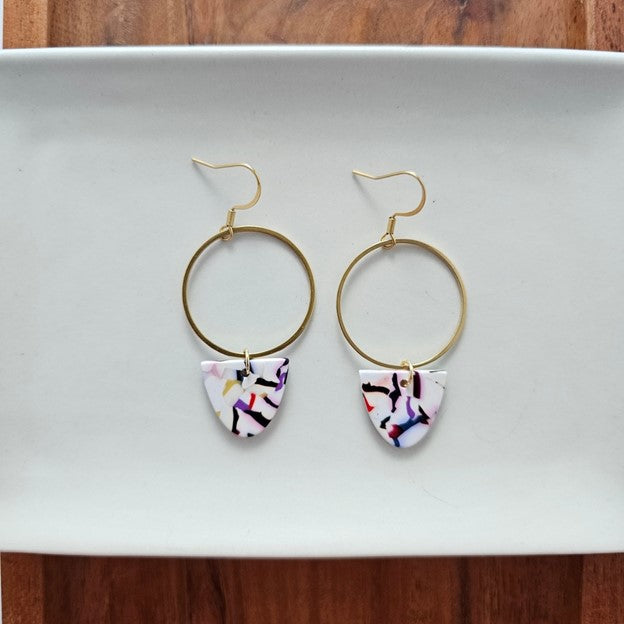 Spiffy & Splendid Iris Earrings Large - Marble Confetti