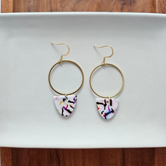 Spiffy & Splendid Iris Earrings Large - Marble Confetti