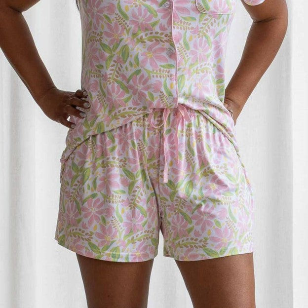 Sweet Pea Sleep Shorts White Light Pink