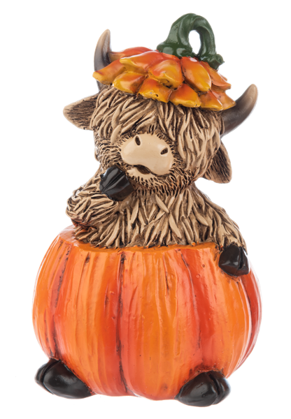 Fall Highland Cows Pumpkin Figurines