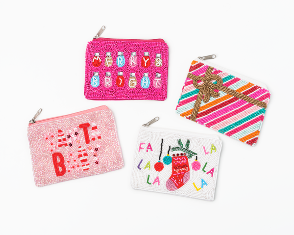 Bright Holiday Beaded Coin Purse