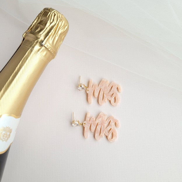 Mrs Earrings Bride Bridal Wedding Pink Earring