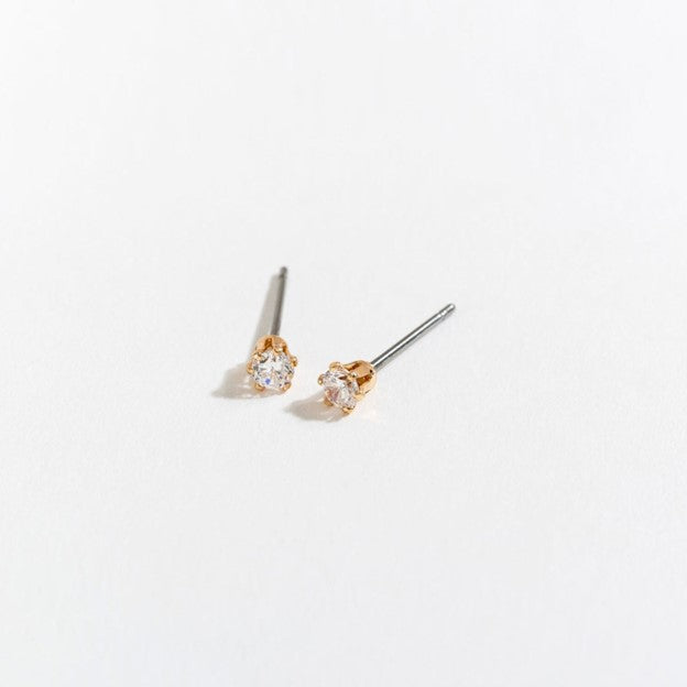 3MM Gold CZ Ear Sense Earrings