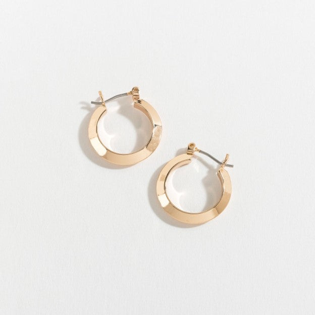 Gold Knife Edge Hoop Ear Sense Earrings