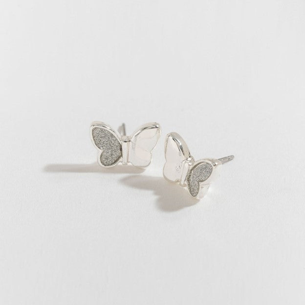 Silver Glitter Butterfly Ear Sense Earrings