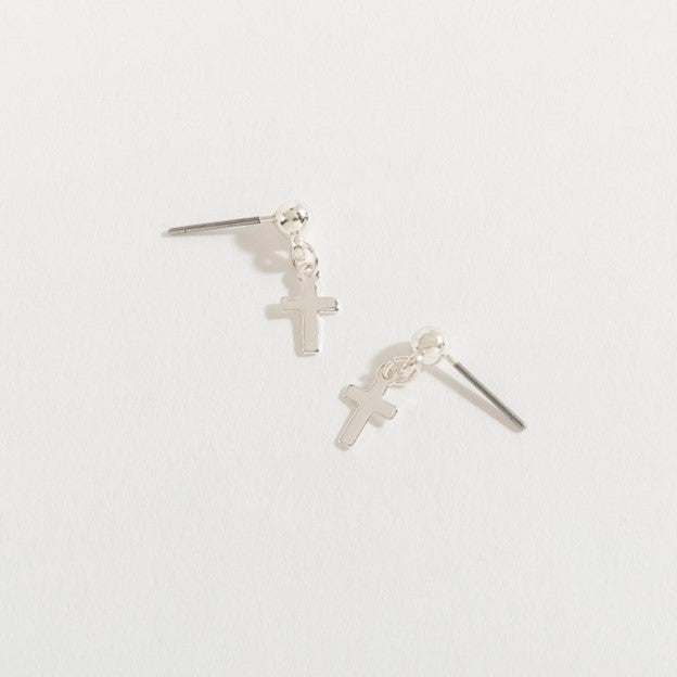 Silver Drop Cross Ear Sense Earrings