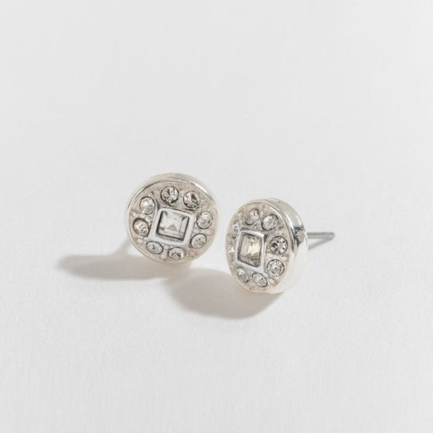 Silver Crystal Stone Round Ear Sense Earrings