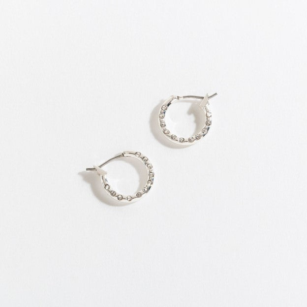 Silver Hoop with Stone Ear Sense Earrings