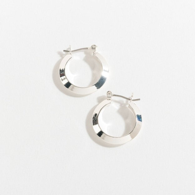 Silver Knife Edge Hoop Ear Sense Earrings