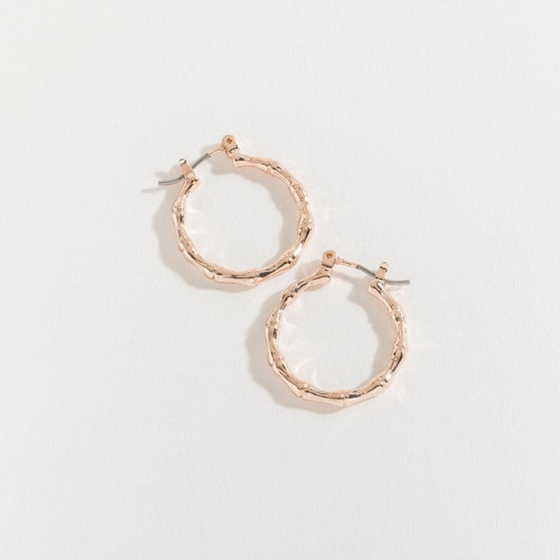 Shiny Rose Gold Round Hoop Ear Sense Earrings
