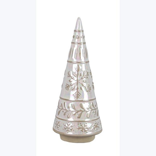 Pearl Stoneware Christmas Tree 7"