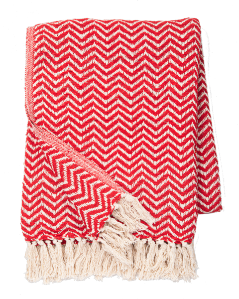 Red and White Woven Throw 50"x60"