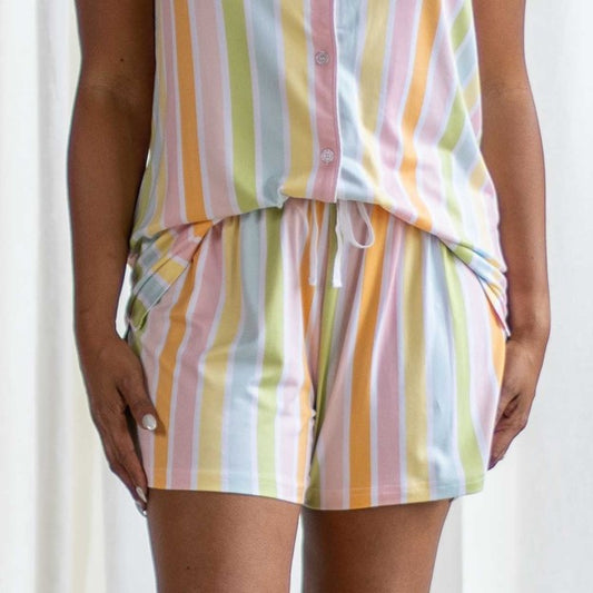 Candy Stripe Sleep Shorts White and Multi Colored