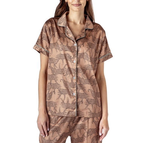 Hello Mello Feline Comfy Satin Pajama Lounge Top