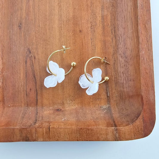 Spiffy & Splendid Magnolia Hoops - White  Jewelry Earrings