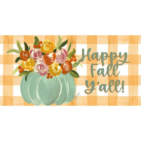 Floral Pastel Happy Fall Y'All Pumpkin Pillow Swap