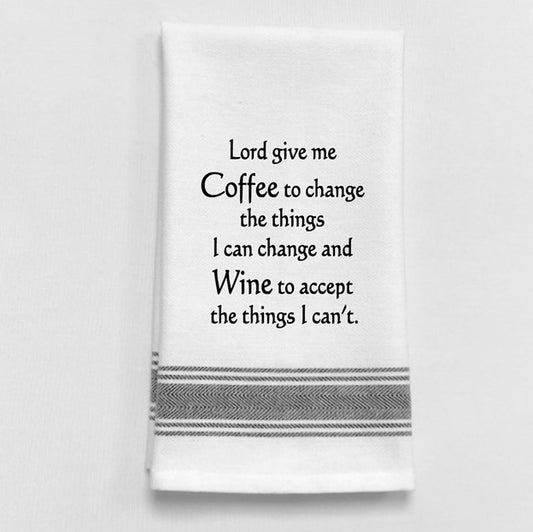 Wild Hare Bistro White Kitchen Towel "Lord Give Me A Coffee To..."