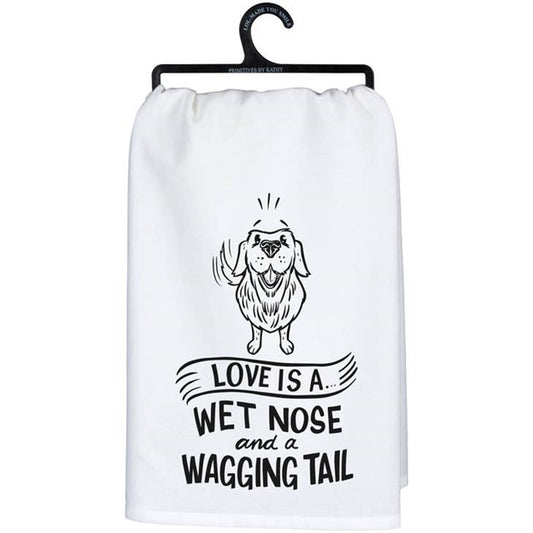 Dish Towel Primitives By Kathy Love Is A Wet Nose and Wagging Tail