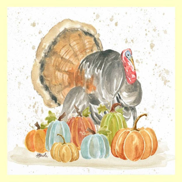 Haley Turkey with Pumpkins Square Pillow Swap