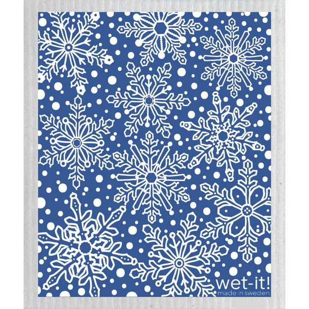 Winter Day Blue Swedish Dishcloth