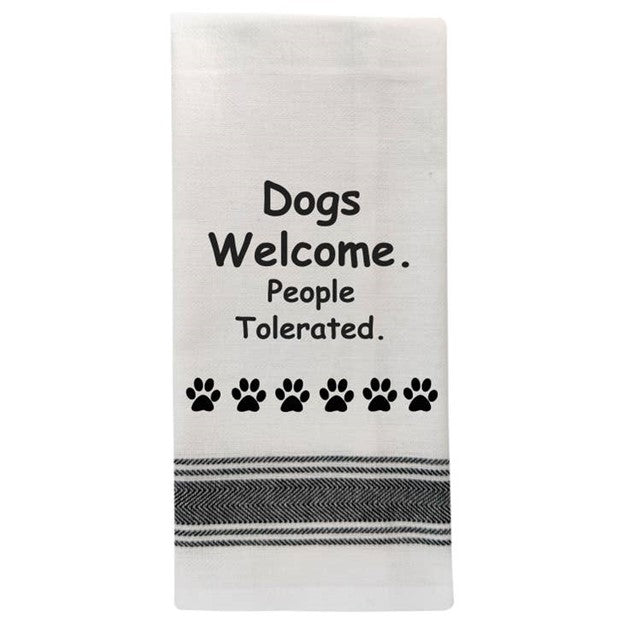 Wild Hare Bistro Towel Dogs Welcome, People Tolerated.