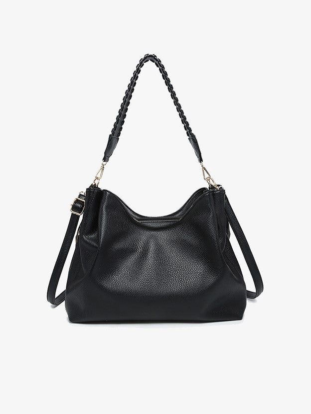 Grace Black Tote Bag w/ Whipstitch Handle