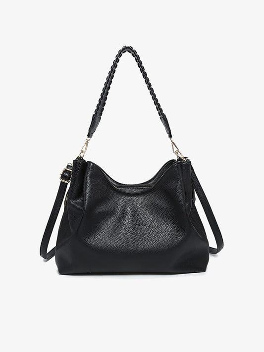 Grace Black Tote Bag w/ Whipstitch Handle