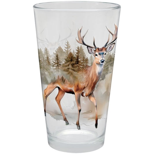 "Watercolor Deer" 16 Ounce Pint Glass