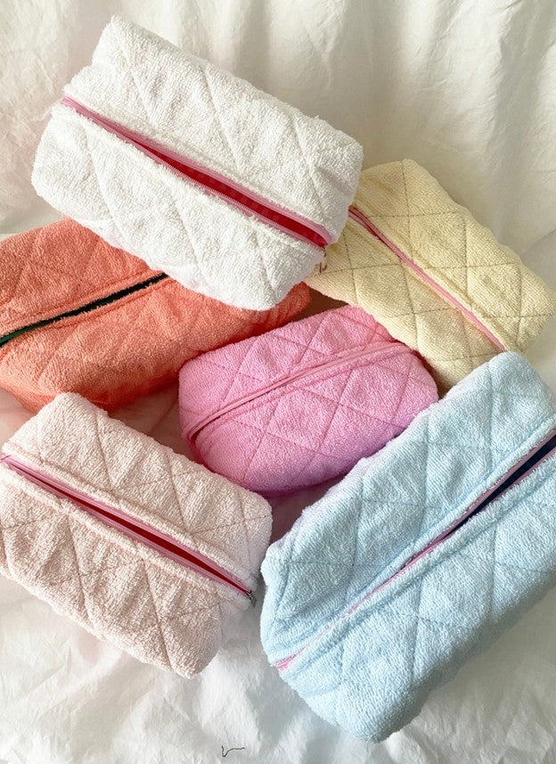 Quilted Terry Cloth Make Up Bag