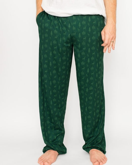 Men's Woodsy Deer Sleep Pants Hunter Green/Dark Green -Asst.