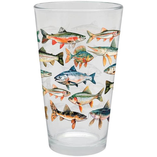 "Fish Pattern" 16 Ounce Pint Glass