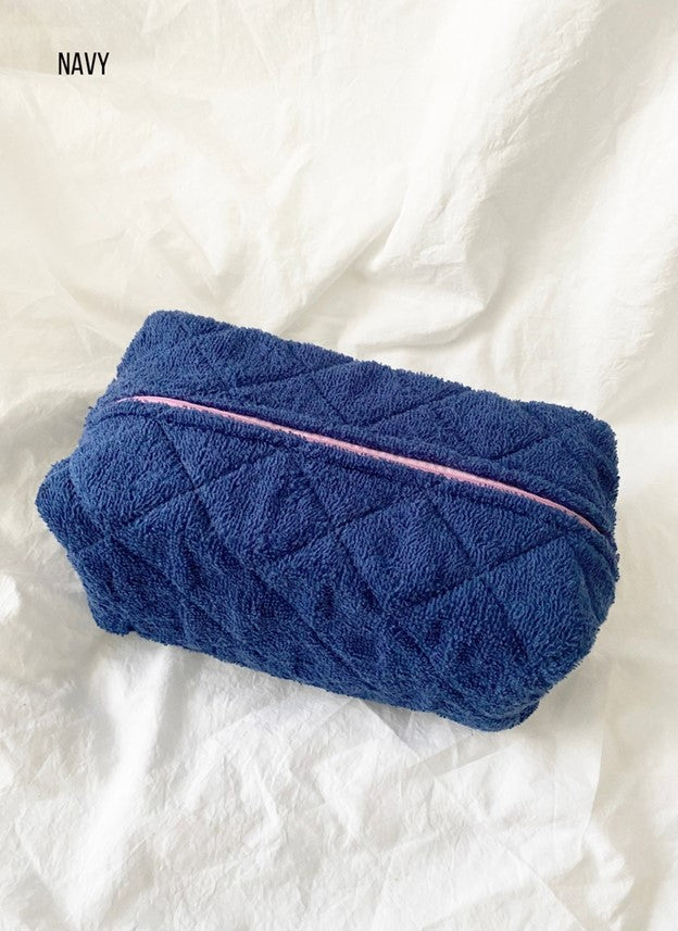 Quilted Terry Cloth Make Up Bag