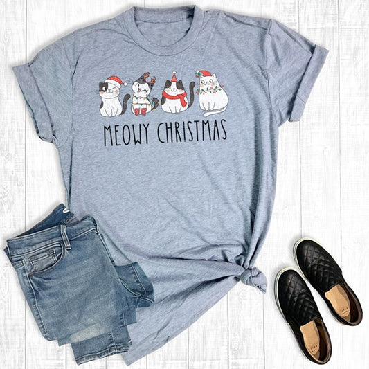 Meowy Christmas Cats Graphic Tee