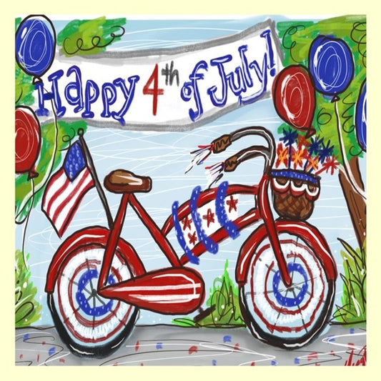 Happy 4th of July Bicycle Square Pillow Swap