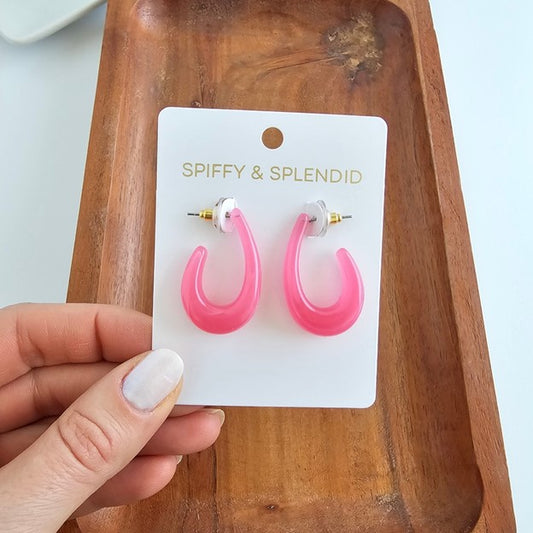 Spiffy & Splendid Julie Hoops Berry Pink Earrings