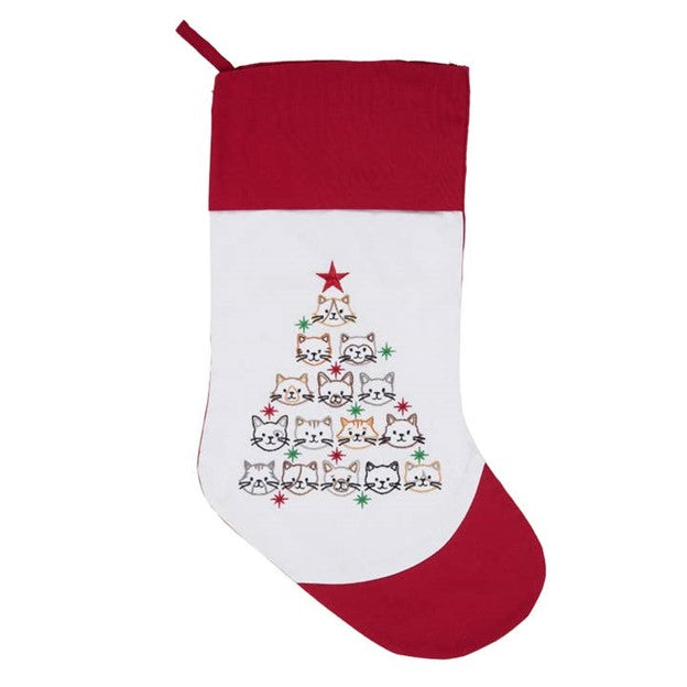 Christmas Cat Face Tree Stocking