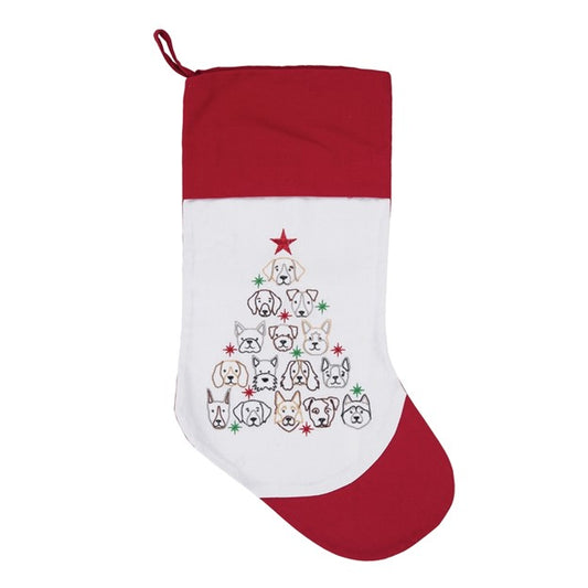 Christmas Dog Face Tree Stocking