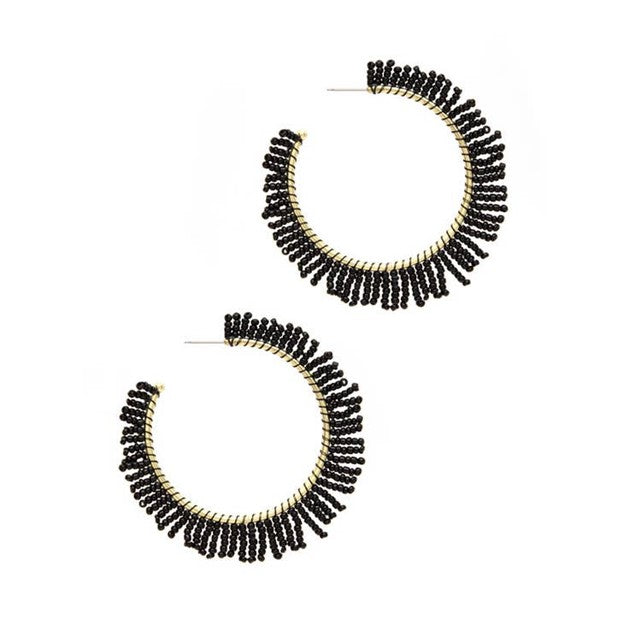 Laura Janelle Black Seed Bead Earrings