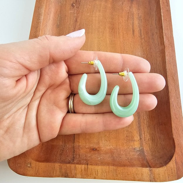 Spiffy & Splendid Julie Hoops Jade Green Earrings