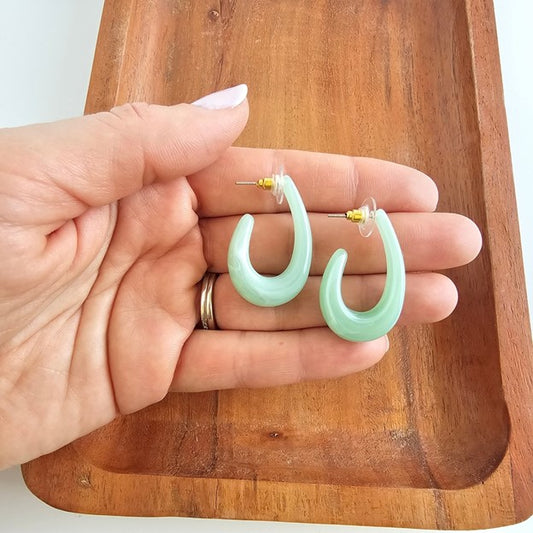 Spiffy & Splendid Julie Hoops Jade Green Earrings