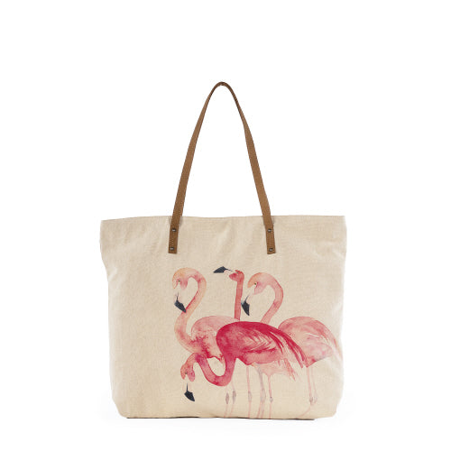 Cott N Curls Flamingoes Canvas Tote Bag