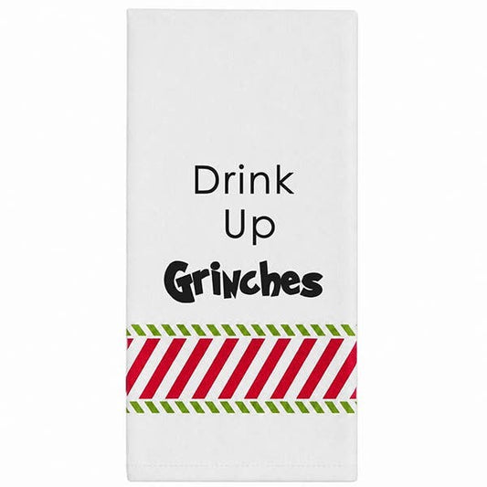 Wild Hare Bistro Towel "Drink Up Grinches" Holiday Towel