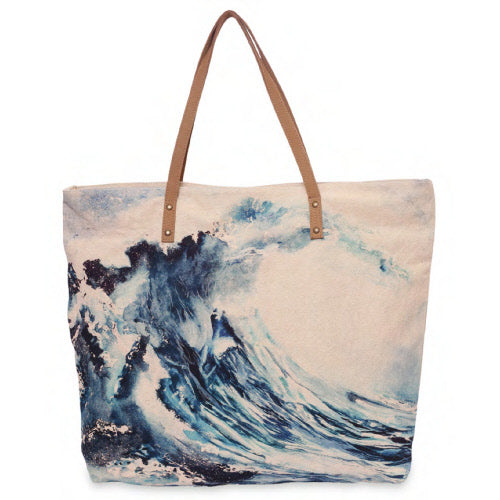 Cott N Curls "GREAT WAVE" Canvas Tote Bag