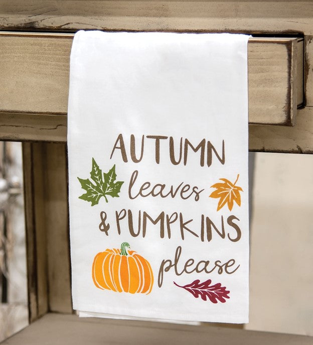 Autumn Leaves and Pumpkins Please Towel