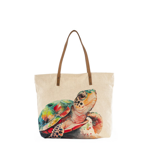 Cott N Curls Turtle Canvas Tote Bag