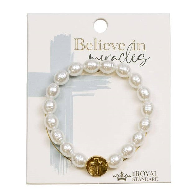 Believe in Miracles Bracelet White and Gold