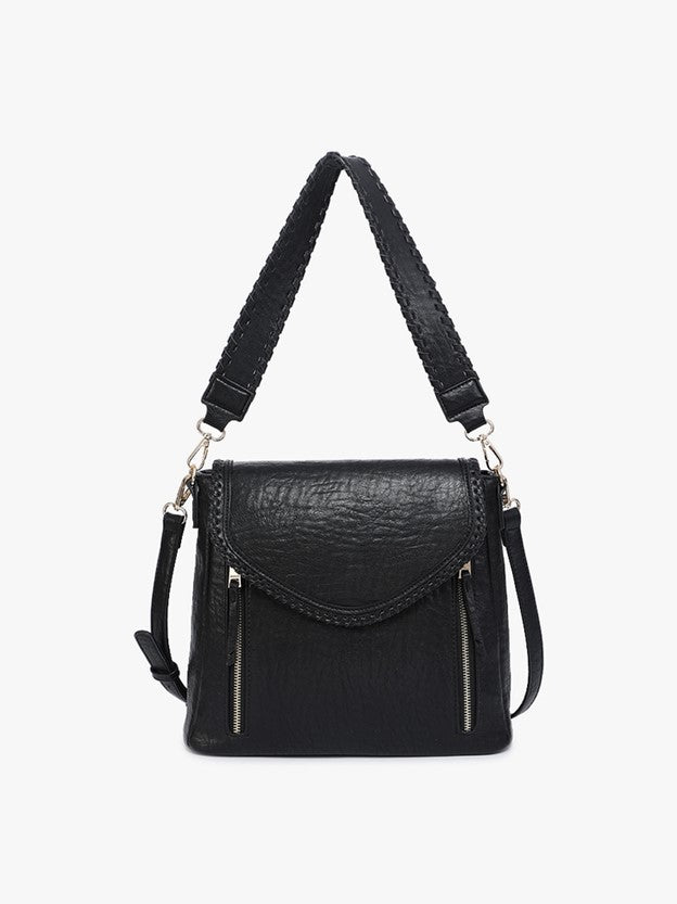 Jen & Co. Lorelei Double Zip Whipstitch Trim Crossbody