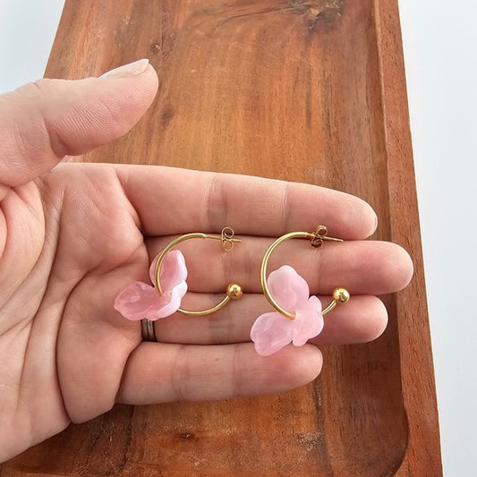 Spiffy & Splendid Magnolia Hoops - Pink Jewelry Earrings