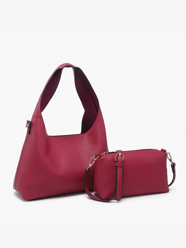 Adrianne Dark Ruby Soft Hobo w/ Inner Bag